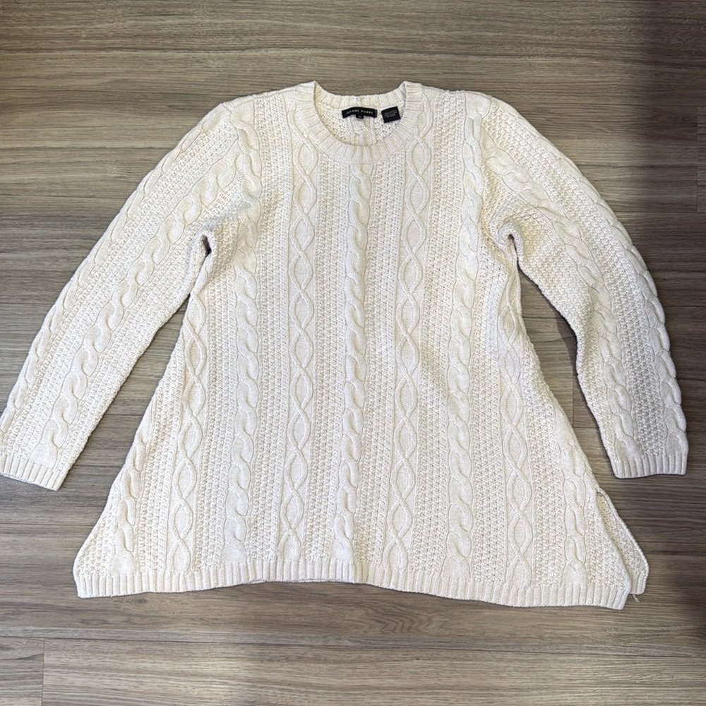 100% Cotton Knit Sweater - Cream